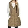 thumbnail image 5 of Womens Long Puffer Vest Casual Long Stand Collar Sleeveless Puffy Coat with Pockets(Khaki 2XL), 5 of 8