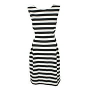 Jessica Howard Womens Black White Sleeveless Textured Striped Fit & Flare Dress 12P