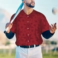 thumbnail image 6 of Balery Christmas Red Snowflakes Baseball Jersey for Men Casual Button Down Shirts Short Sleeve Active Team Sports Uniform-Small, 6 of 9