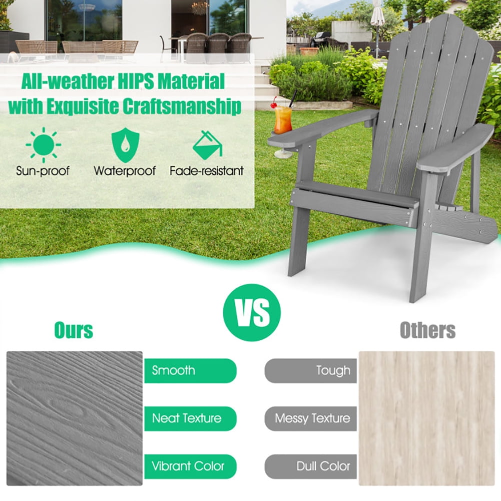 Aimee Lii Weather Resistant Outdoor Chair with Cup Holder, Outdoor Patio Furniture, Gray