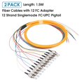 thumbnail image 2 of Yazoeia 2-Pack FC/UPC Fiber Optic Pigtail, 1.5m 12 Strand SingleMode 9/125 Fiber Pigtail, 12 Color-Coded Fiber Patch Cords for Engineering Network Fiber Access CJC912-155619, 2 of 7
