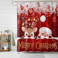 thumbnail image 3 of Red Merry Christmas Shower Curtain Set with Hooks, Peeking Santa Claus Deer Xmas Balls Waterproof Fabric Bathroom Curtains Decor Home Accessories,Stall 36 X 72 Inch, 3 of 9