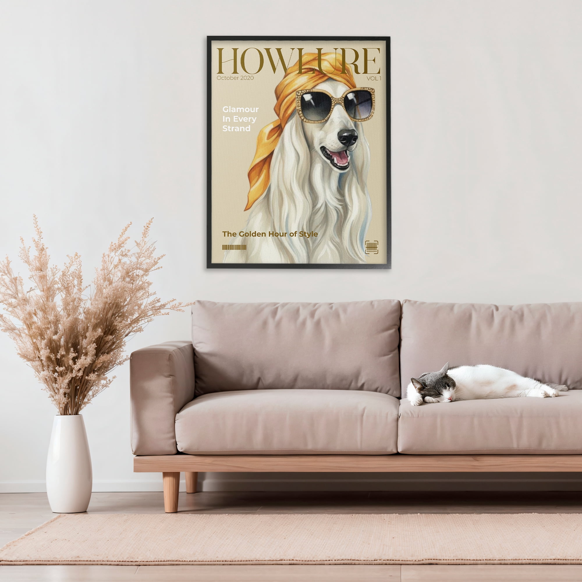 Stupell Industries Howlure Dog Fashion Magazine Black Framed Giclee Art, design by A Barefoot Stylist