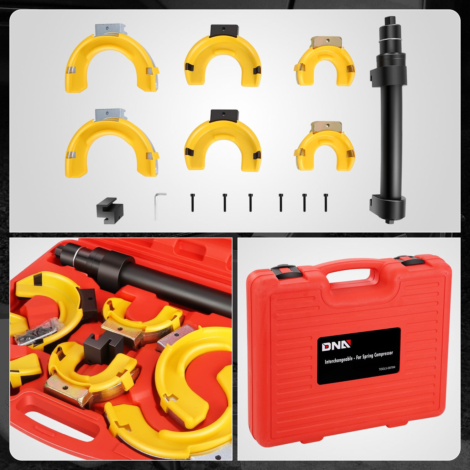 DNA Motoring Interchangeable Macpherson Fork Strut Coil Spring Compressor Extractor Tool Set