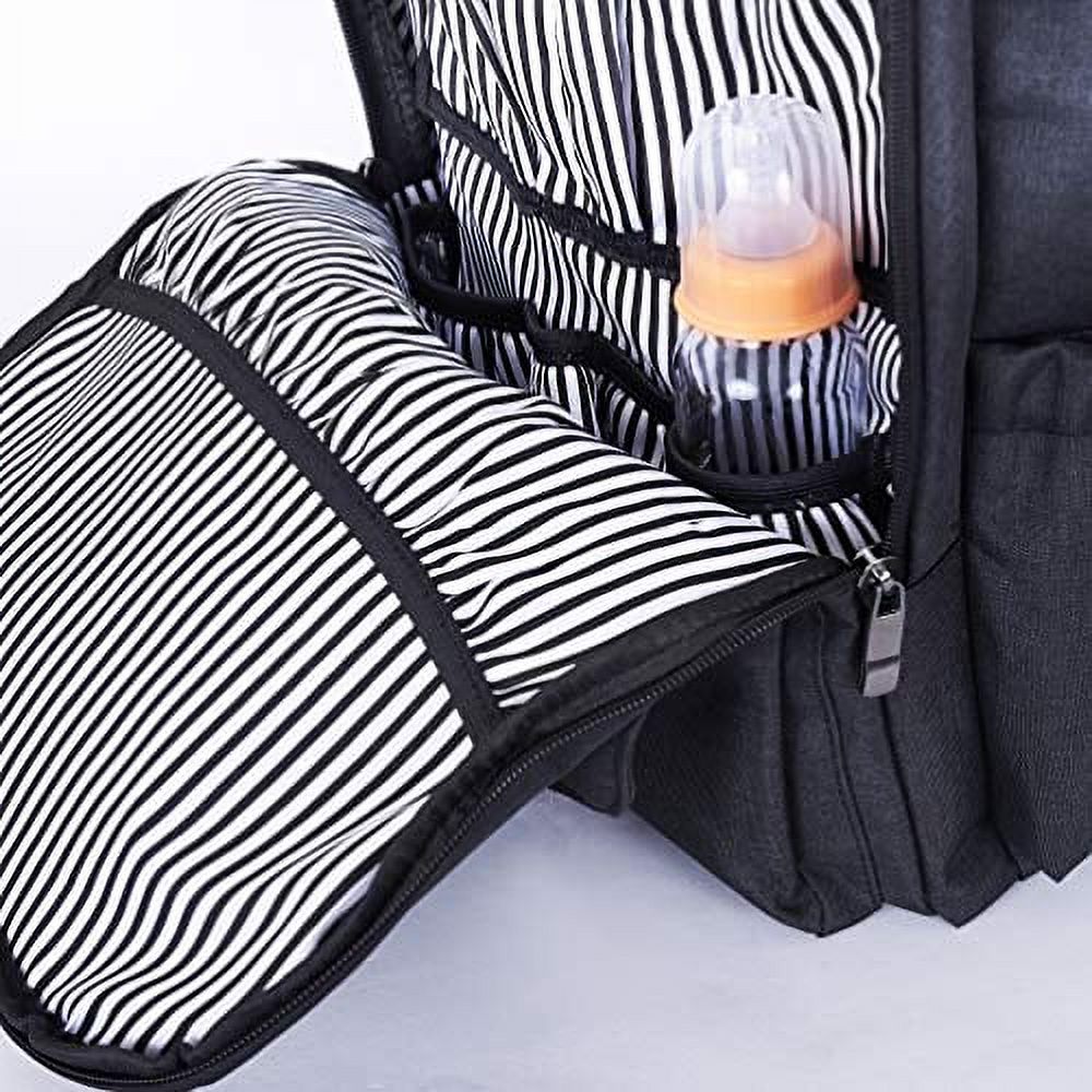 Waterproof Baby Diaper Bag with Changing Mat, Pockets, and Stroller Straps, Black - image 4 of 9
