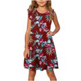 thumbnail image 3 of OKSALE Toddler Kids Girls Summer Dress Vintage Floral Printed Dresses Casual Beach Sun Dress Flutter Sleeve Hawaiian Sundress Comfortable Beach Playwear, 3 of 9