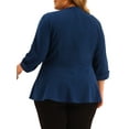 thumbnail image 4 of MODA NOVA Juniors Plus Size Curve 3/4 Sleeve Peplum Bomber Work Blazer, 4 of 7