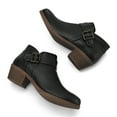 thumbnail image 3 of Pennysue Women Low Chunky Stacked Heel Boots Black Pu Side Zipper Ankle Booties 8M, 3 of 7