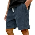thumbnail image 2 of HKYNLAG Pacificozy Men's Shorts, Casual Corduroy Drawstring Elastic Waist, Summer Loose Fit Beach Shorts with Pockets Navy XL, 2 of 5