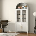 thumbnail image 2 of GangMei Modern Metal Arched Storage Cabinet Freestanding with Glass Doors 73 in White，Assembly Required, 2 of 7