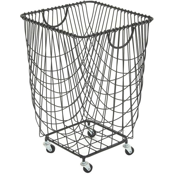 Decmode Metal Roll Hamper Basket, Multi Color