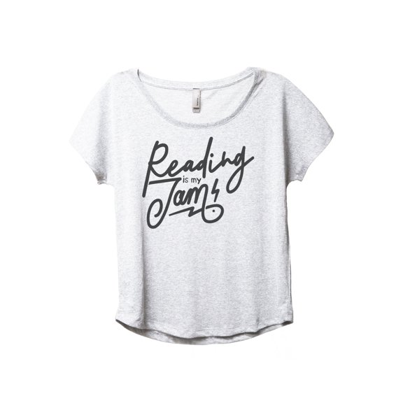 Reading Is My Jam Women's Fashion Slouchy Dolman T-Shirt Tee Heather White Small