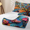 thumbnail image 4 of Homewish Boho Life Tree Quilt Full,Watercolor Birds Flowers Full Bedspread Sets,Orange Blue,3 Pieces, 4 of 7