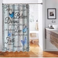 thumbnail image 5 of Blue Butterfly Shower Curtain, Inspirational Quotes Shabby Chic Country Vintage Barnwood Rustic Farmhouse Bathroom Decor Waterproof Cloth Fabric Shower Curtain, 72 X 72 Inch, Dreams Love Faith, 5 of 6