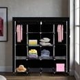 thumbnail image 2 of Tcbosik 67"H Portable Closet with Cover, Heavy Duty Clothing Rack with Side Pockets, Storage Shelves and Hanging Rods, Easy Assembly, Black, 2 of 8