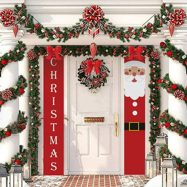 Merry Christmas Door Banner Decoration Christmas Porch Decoration Indoor Outdoor Xmas Decoration Porch Sign Xmas Party Ornament Decoration Walmart Com Walmart Com