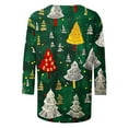 thumbnail image 4 of Women's Round Neck Holiday Blouse with 3/4 Sleeve and Cheerful Xmas Tree Pattern Tees Tshirts Tops Shirts My Items, 4 of 5