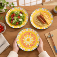 8 Inch Mandala Ceramic Dinner Plates Set, Vibrant Mix-and-Match Colors ...