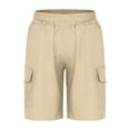thumbnail image 5 of Yourumao Boys Cargo Linen Shorts Elastic Waist Straight Wide Leg Shorts Loose Solid Color Shorts Lightweight Lounge Beach Pants with Pocket 5-15Y, 5 of 7