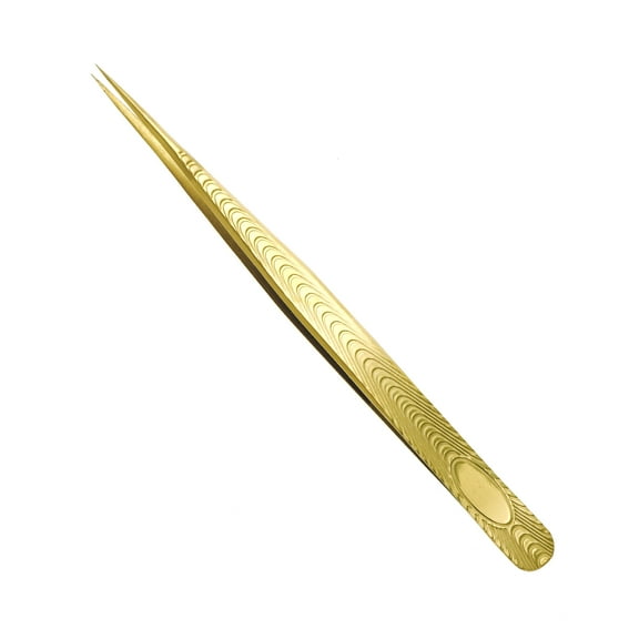 Unique Bargains 1 Pc Women Portable Peacock Eyelash Extension Tweezers for Vacation Gold Tone Stainless Steel