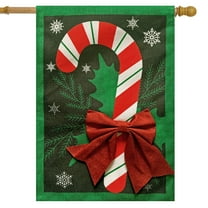 Briarwood Lane Festive Candy Cane Burlap House Flag