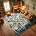 thumbnail image 3 of Ambesonne Mid Century Geometric Decorative Rug Carpet, Squares Vibe, 2' 5" x 5', Violet Champagne Blue, 3 of 5