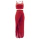 thumbnail image 4 of Gibobby Vestidos para Mujer Chaleco corto sin mangas sin ombligo de color sólido para mujer Traje de vestir con borlas de cintura alta con tira(Rojo,CH), 4 of 5