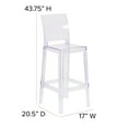 thumbnail image 5 of Flash Furniture McKenna Square Back Ghost Barstool, Transparent, Set of 4, 5 of 14
