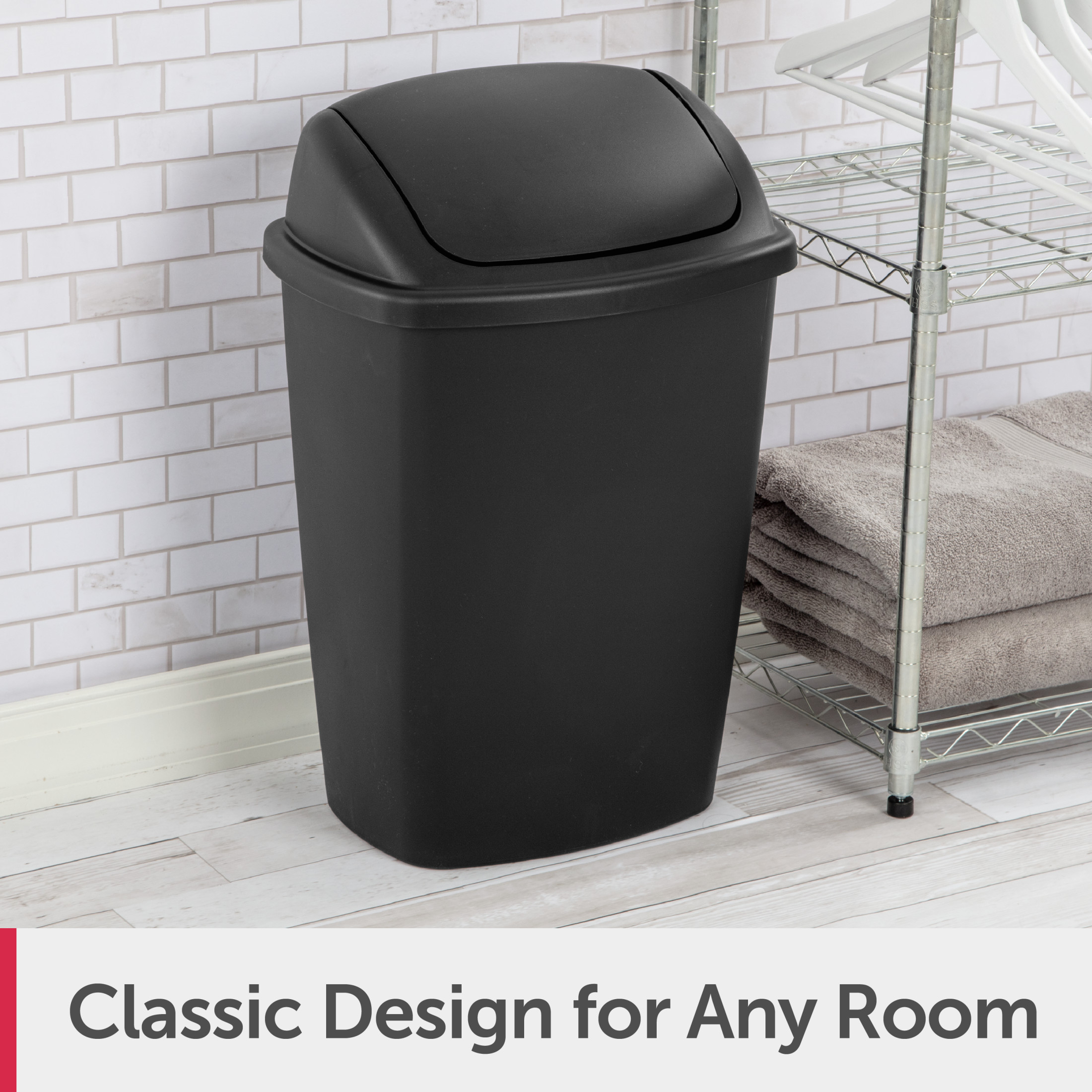 Sterilite Kitchen Trash Can, 7.5 Gallon, Swing Top Lid, Black photo 4