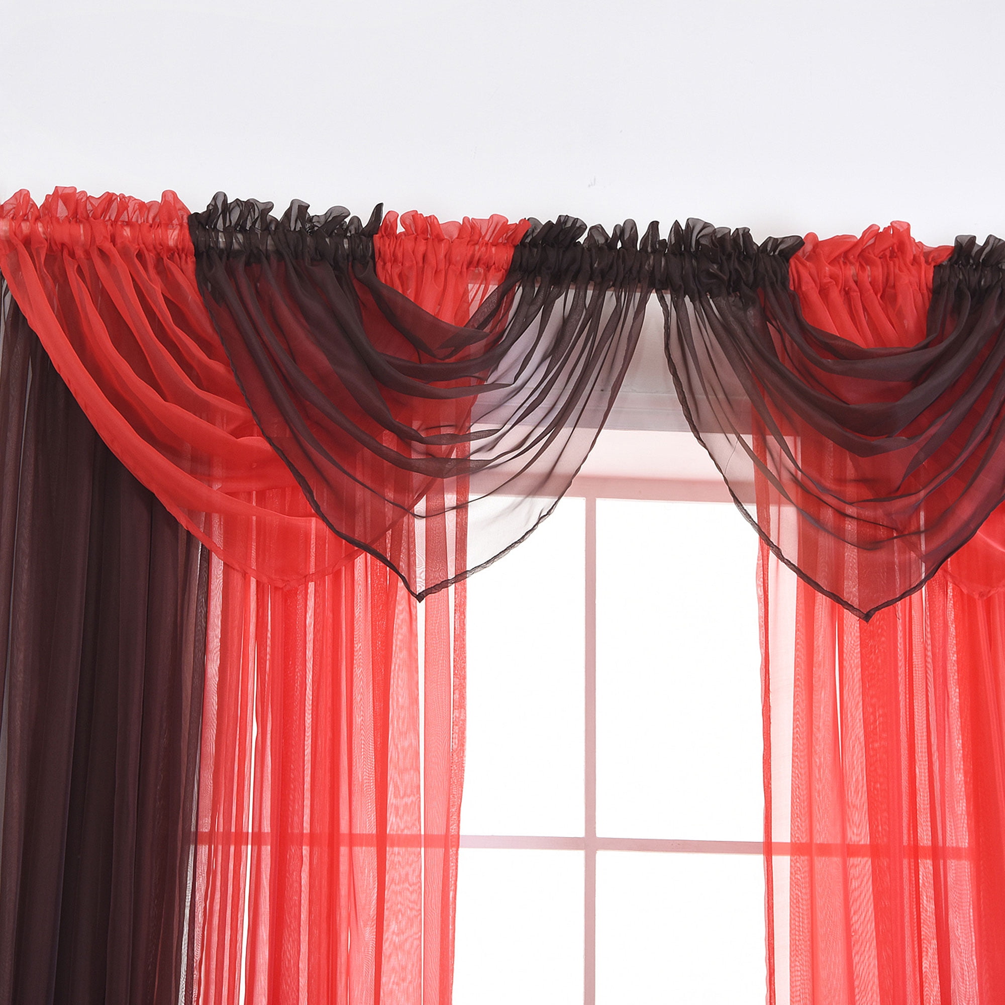 Amazing voile valance Red Sheer Curtain Scarf Pasteurinstituteindia Com