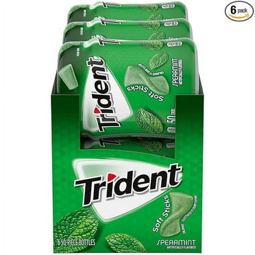 Trident Unwrapped Spearmint Sugar Free Gum, 6 Bottles of 50 Pieces (300 Total Pieces)