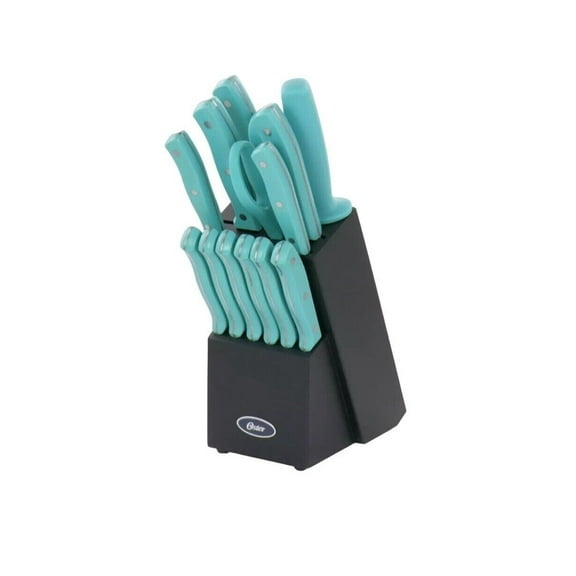 Oster Evansville 14-Piece Stainless-Steel Cutlery Set with Rubberwood Block