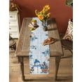 thumbnail image 4 of Table Runners 120 Inches Long Dress Scarves, Blue Christmas Farmhouse Coffee/Dining/Kitchen Table Runner for Living Room, Snowman Elk Eucalyptus Leaves Xmas Tree Wood 13x120 Inch, 4 of 7