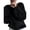 Black, variant on Women's Fuzzy Long Sleeve Sweater, Crew Neck Fluffy Textured Relaxed Pullover Top for Casual Fall and Winter Wear