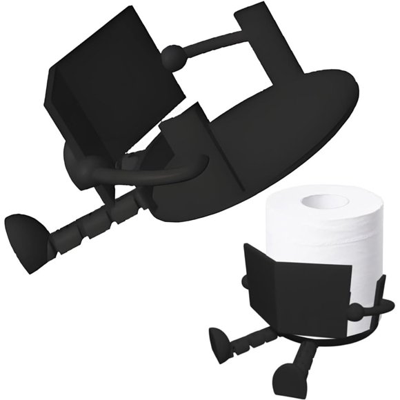 Funny 3D Printed Male Toilet Roll Holder - Creative Toilet Roll Holder Reading Figure - Unique Bathroom Accessory - Gift Idea - Black
