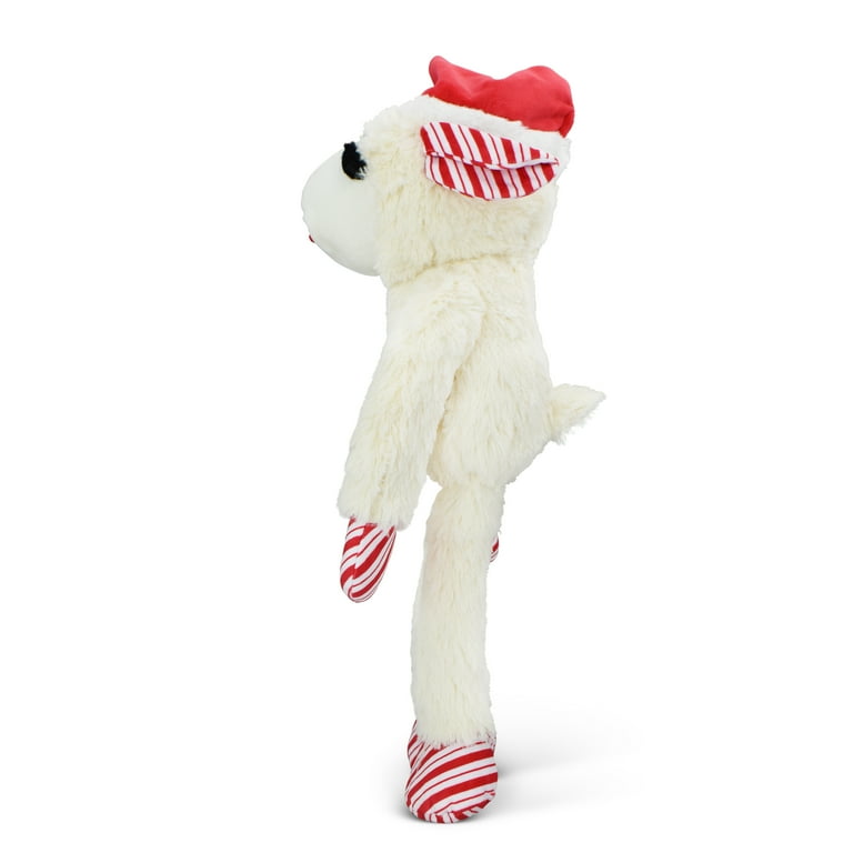 Multipet Plush Jumbo Holiday Lamb Chop Dog Toy, Squeaker, Red and