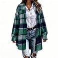 thumbnail image 5 of Perfectbot Women's Long Plaid Flannel Shacket Wool Blend Long Sleeve Casual Fall Jacket, 5 of 6