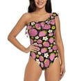 thumbnail image 2 of Yiaed Strawberry Print Women One Piece Swimsuits Tummy Control One Shoulder Bathing Suits Pattern Ruffle Swimwear-Large, 2 of 8