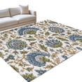Blue Floral Washable Living Room Rugs 6'x9', Bohemian Country Rustic ...