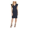 DKNY Womens Faux Suede V-Neck Cocktail and Party Dress Navy 8
