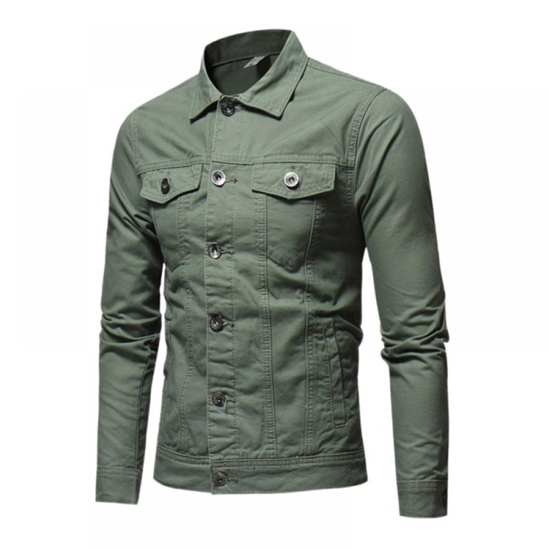 Green colour denim sales jacket
