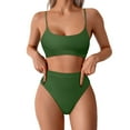 thumbnail image 1 of NINGMENG Bikinis for Women Summer Solid Color Spaghetti Strap Bra And Panty Set High Waisted Bottom Padded Two Piece Tankini Swimsuits For Women Bathing Suits,Green,M, 1 of 5