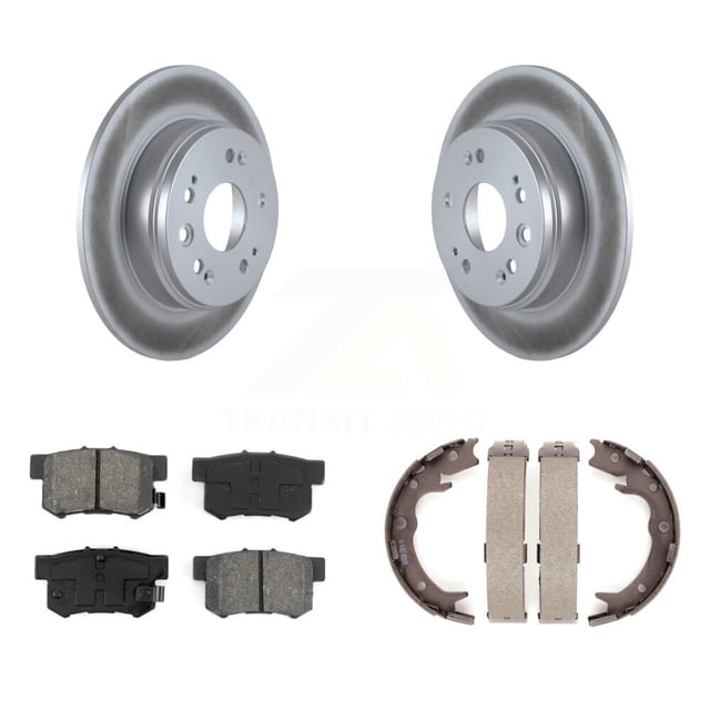 Transit Auto Rear Disc Coated Rotors Semi-Metallic Pads and Parking Brake Shoes Kit for Car 2002-2004 Honda CR-V KGS-103106