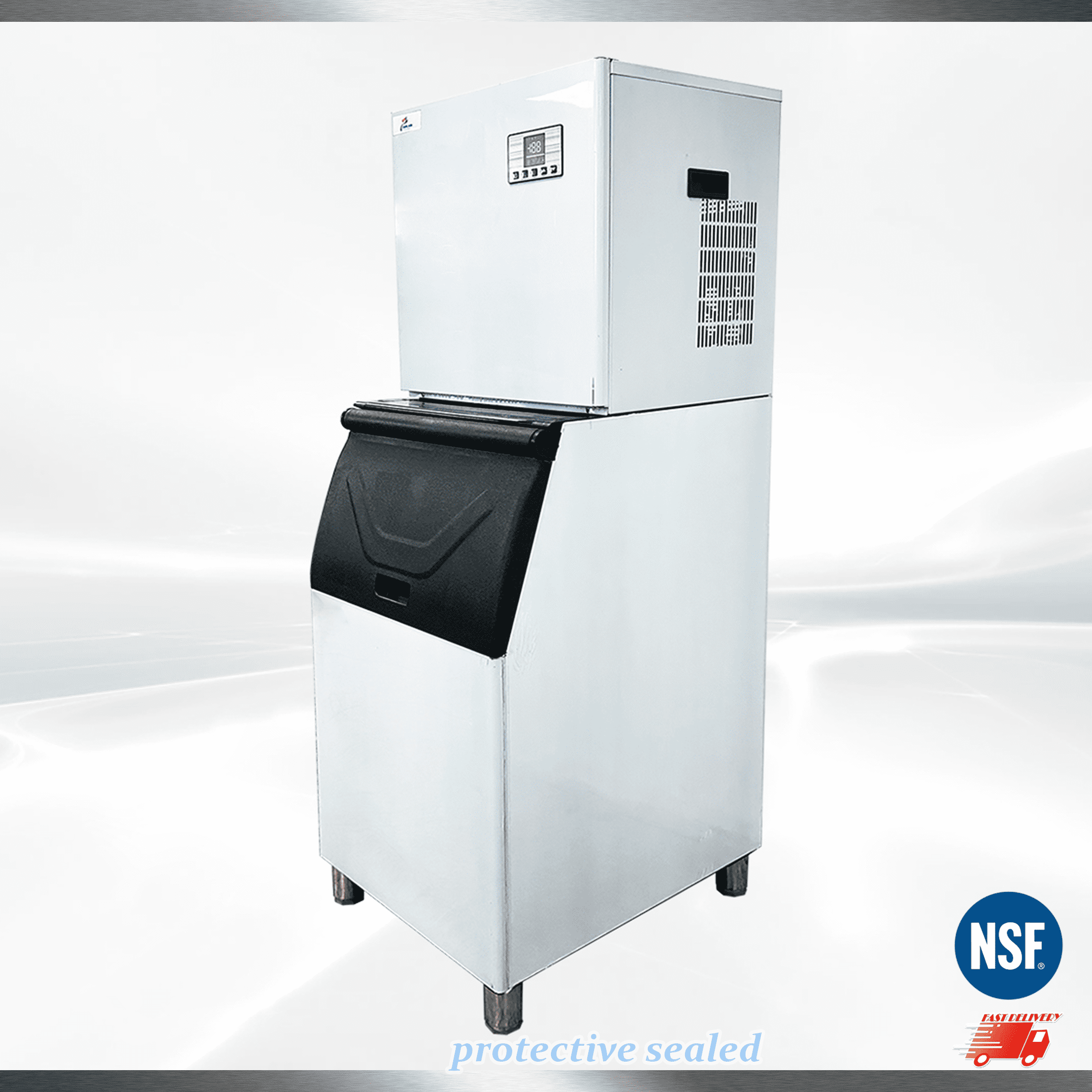 Cooler Depot NSF 460 lb Commercial Ice Maker Machine, 14-Minute Fast Freeze, 300 lb Bin, Model CIM-2100F