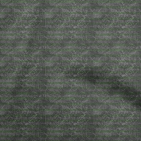 oneOone Viscose Chiffon Green Fabric Geometric Lines With Texture Fabric For Sewing Printed Craft Fabric By The Yard 42 Inch Wide