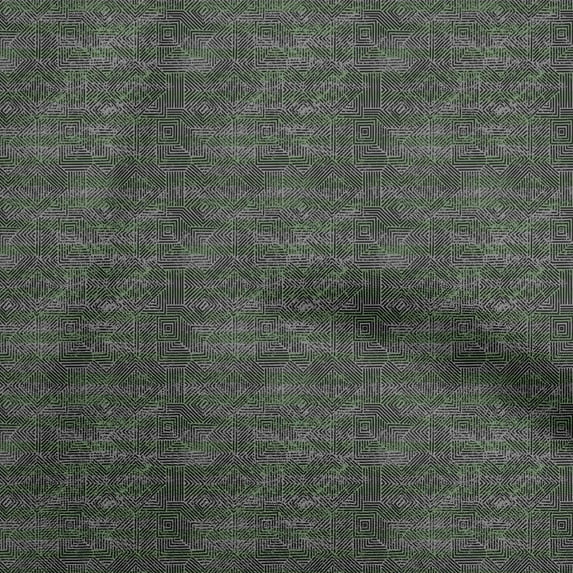 oneOone Cotton Poplin Green Fabric Geometric Lines With Texture Sewing Material Print Fabric By The Yard 42 Inch Wide