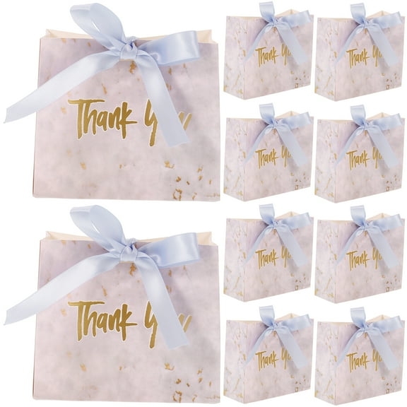 10Pcs Paper Gift Bags with Bow Ribbon for Storage Multi Color Birthday Cake Bag 8.5x4.5x11 Inches