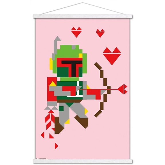 Star Wars: Saga - Boba Fett Hearts Wall Poster with Wooden Magnetic Frame, 22.375" x 34"