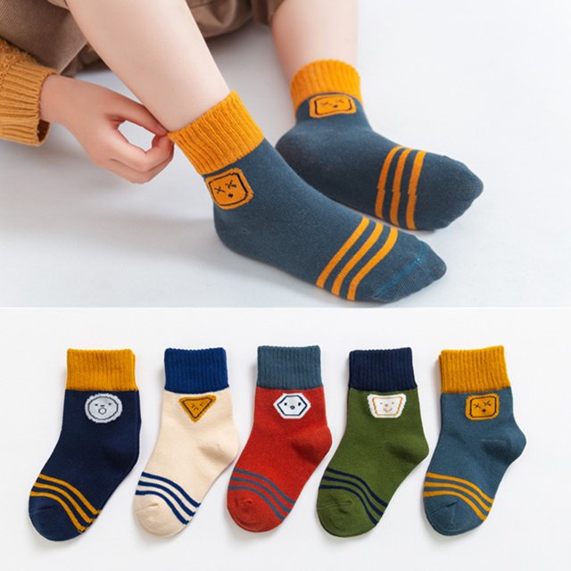 5 par/lote de Calcetines bonitos para niñas, Calcetines de algodón con rayas de arco iris de otoño para niños, Calcetines para niños pequeños, Calcetines para niños de 1 a 12 años Tan Jianjun unisex