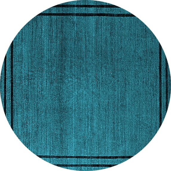 Ahgly Company Indoor Round Oriental Light Blue Industrial Area Rugs, 7' Round